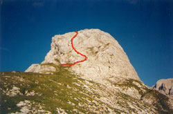 Der Weg über den Gipfelhang zum Top der Torsäule