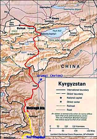 Die Anfahrtsroute durch Kasachstan, Kirgistan und China